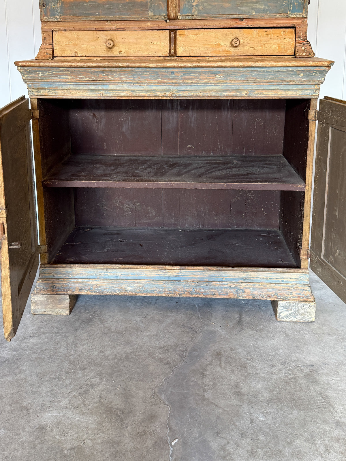Antique Swedish Painted Two-Part Cupboard, c.1803
