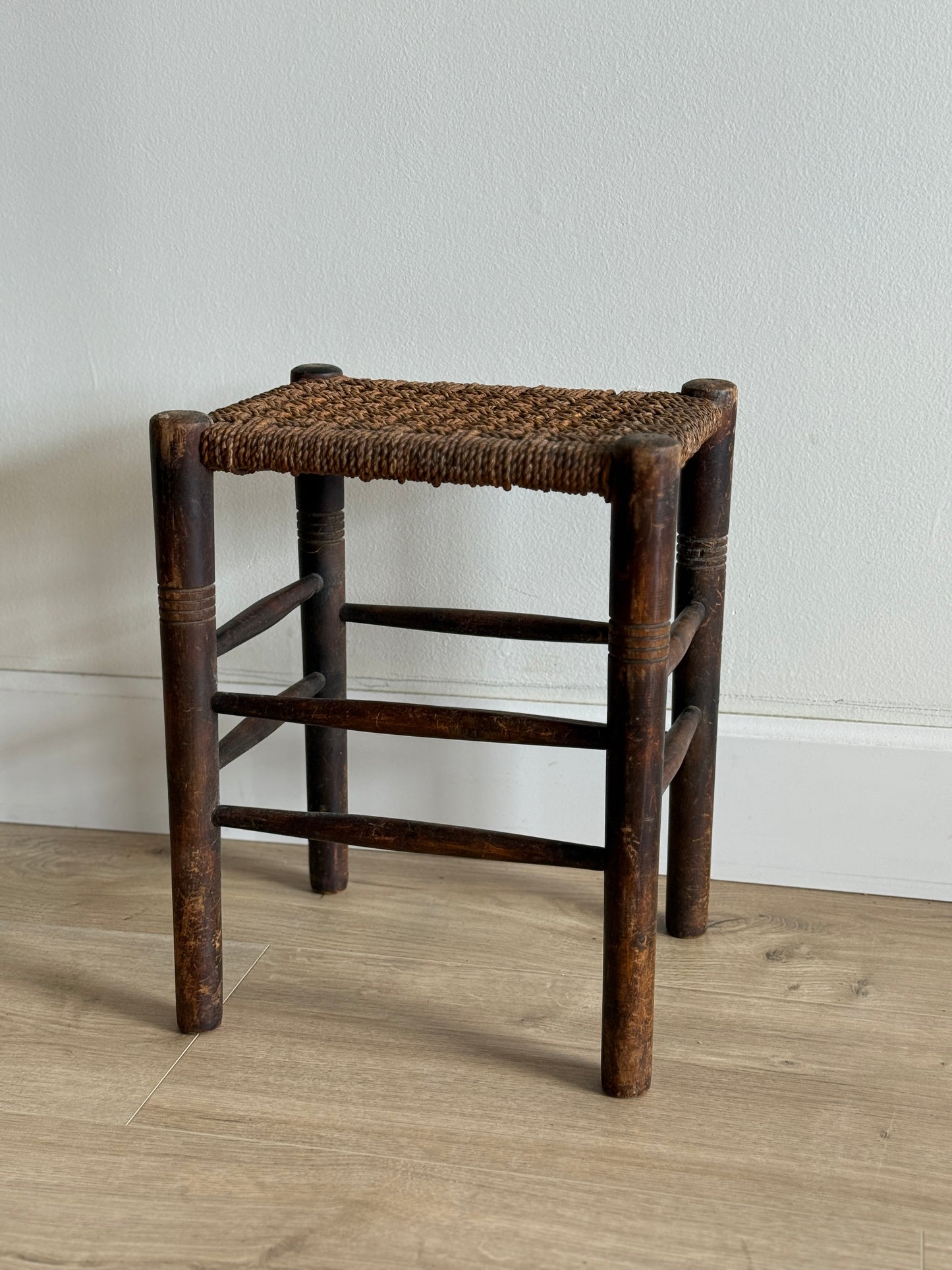 Antique English Rush Stool