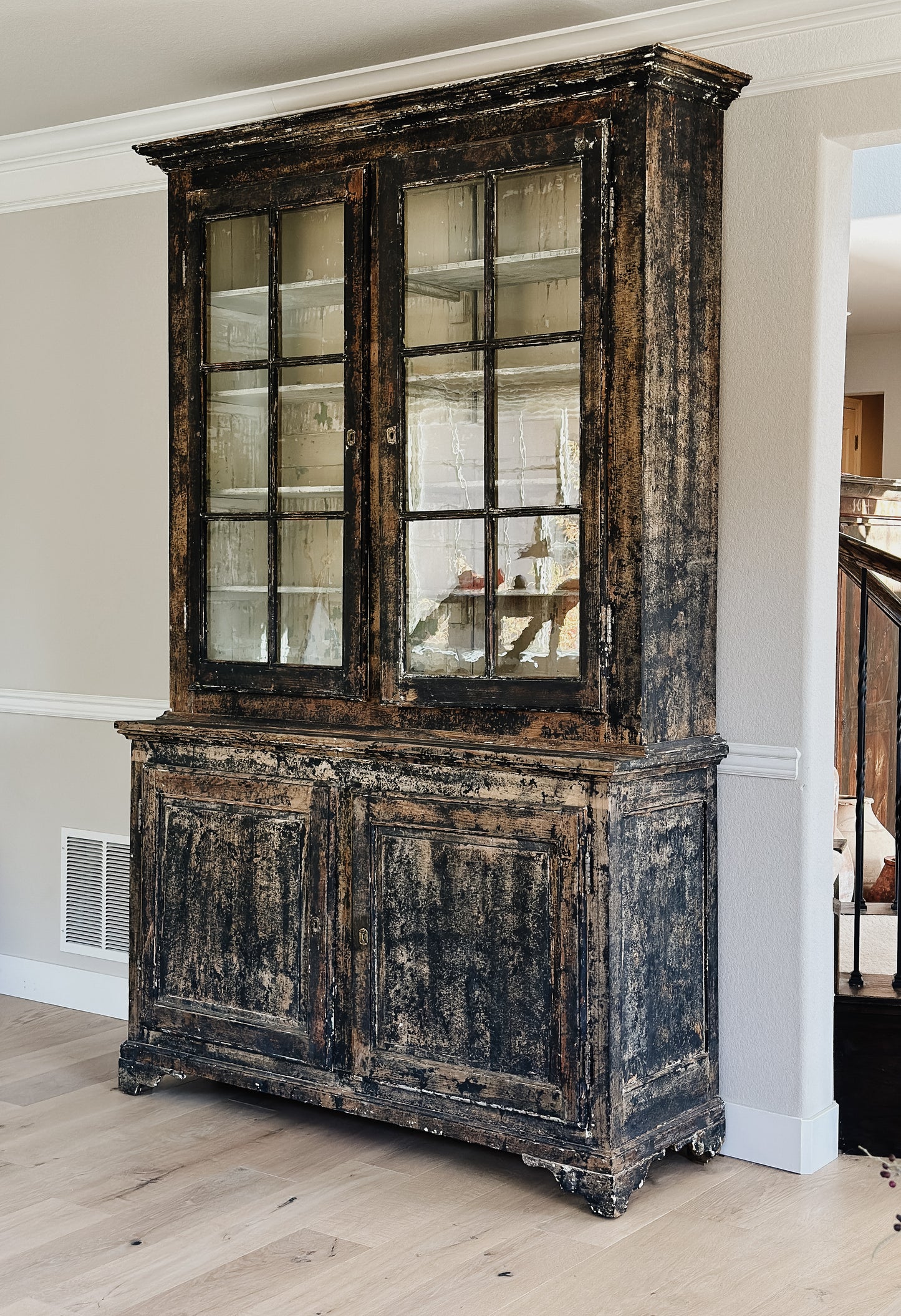 Antique Black Painted French Hutch