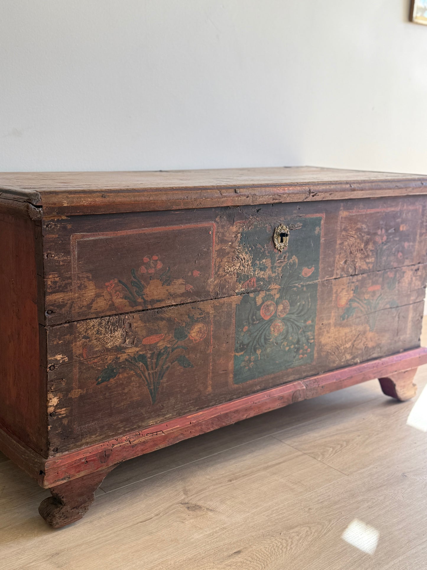 Antique Hand Painted Austrian Dowry Trunk/Chest