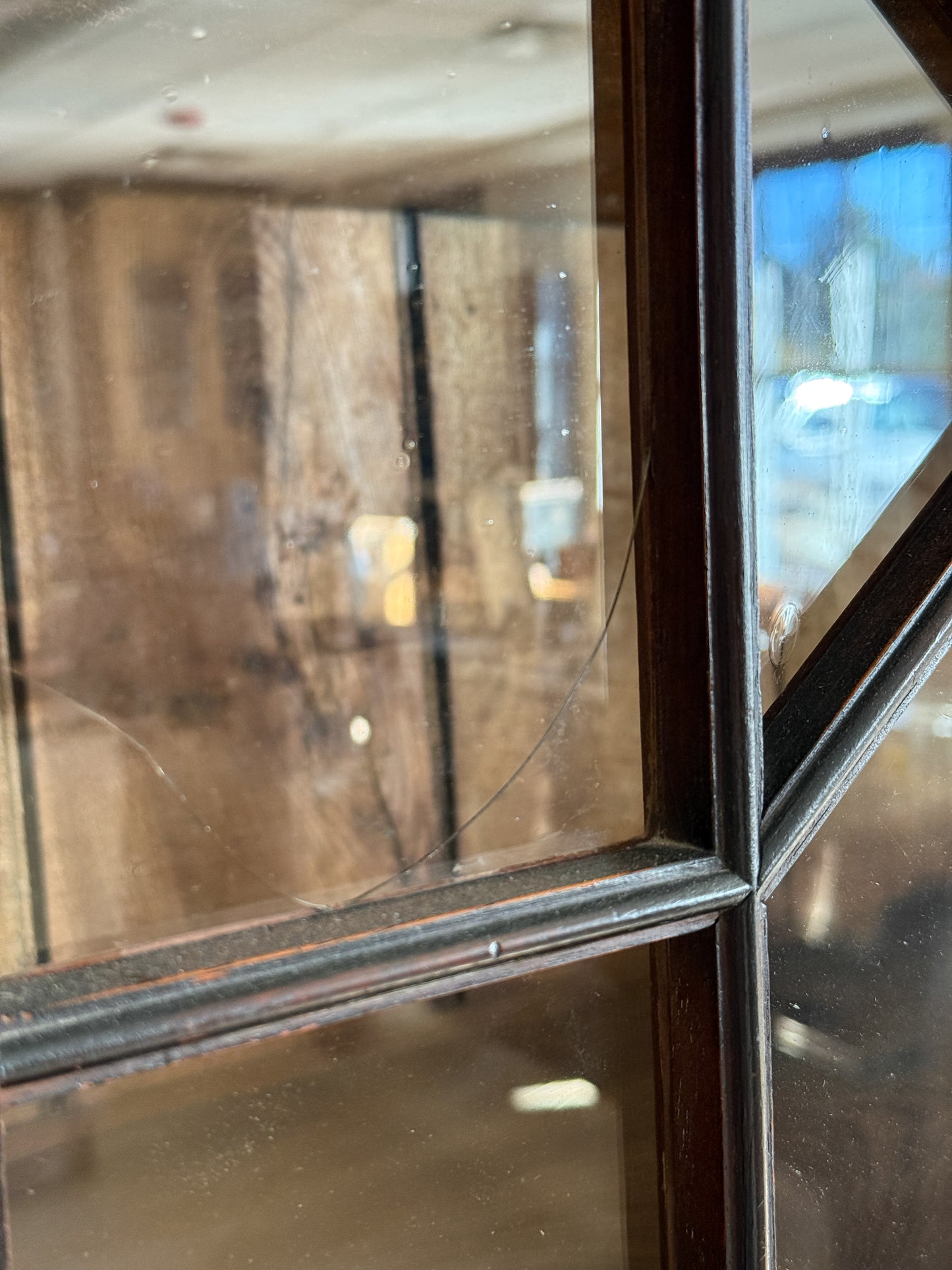 Antique English Oak Hutch with Glass Doors
