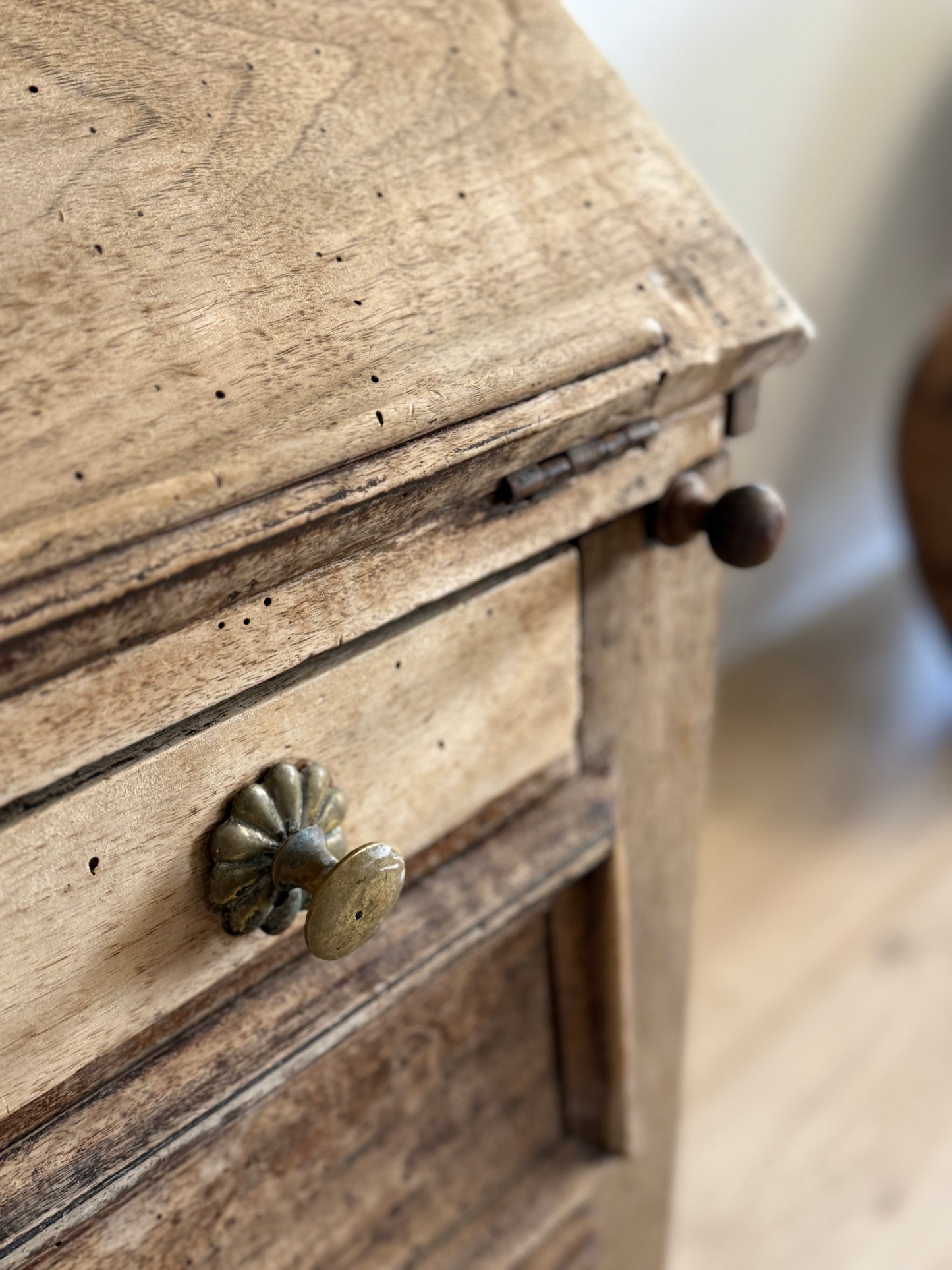19th Century French Bleached Walnut Secretary Desk, Louis 13th style