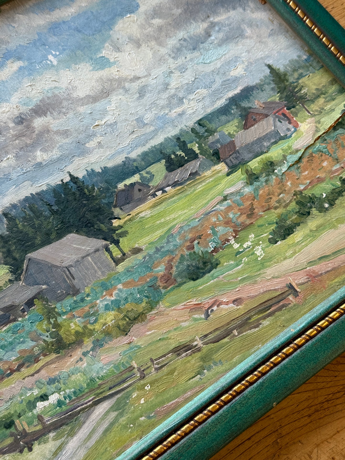 Vintage Original Oil, Country Village