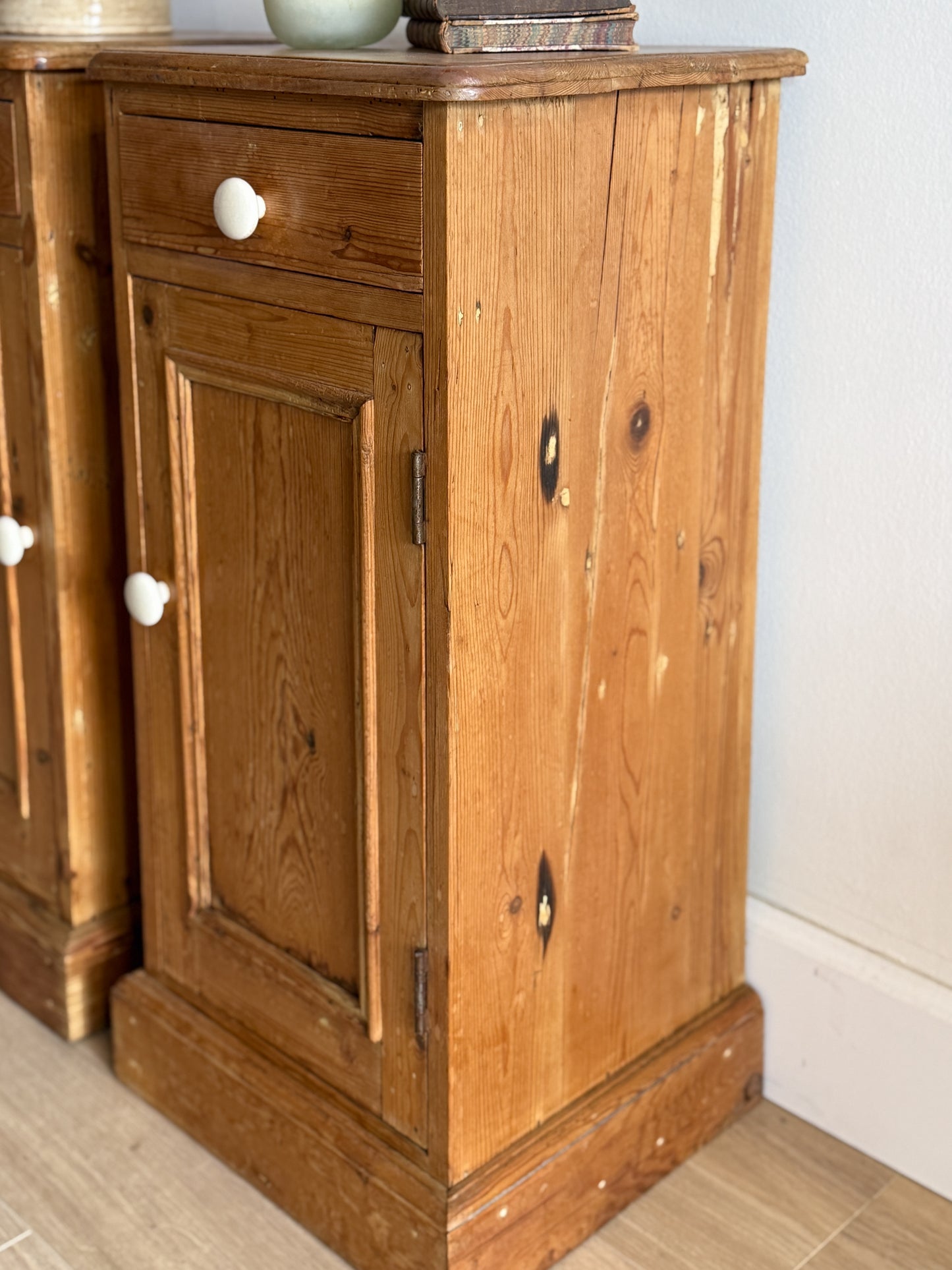 Pair of Antique English Pine Nightstands