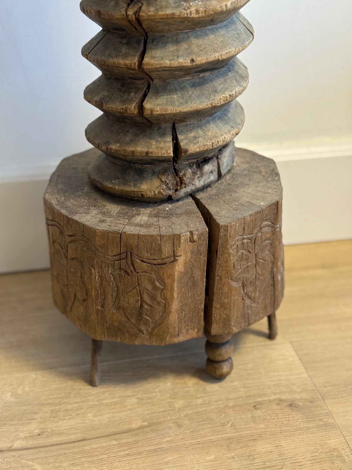 Antique French Wine Press Side Table
