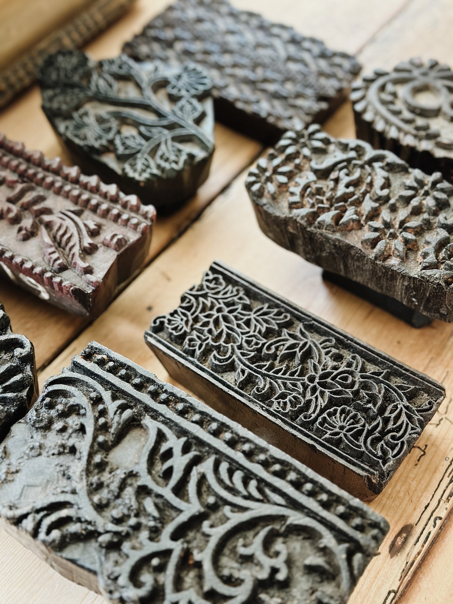 Vintage textile block stamps