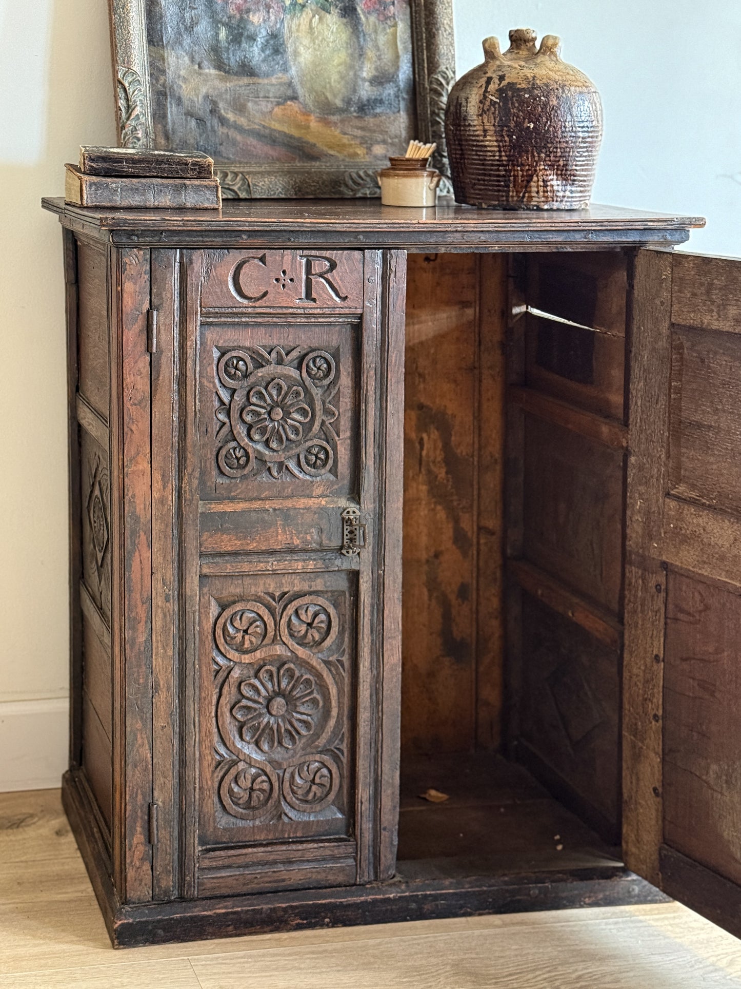 Antique English Charles Regina Cupboard