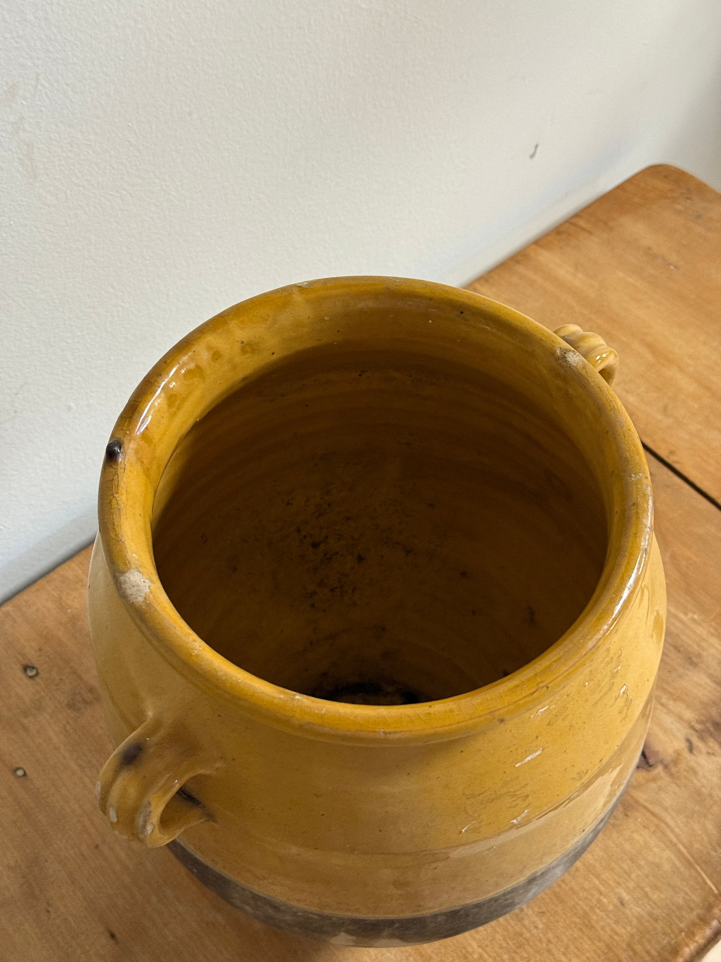 Rare Antique Ochre Yellow Glazed French Confit Pot