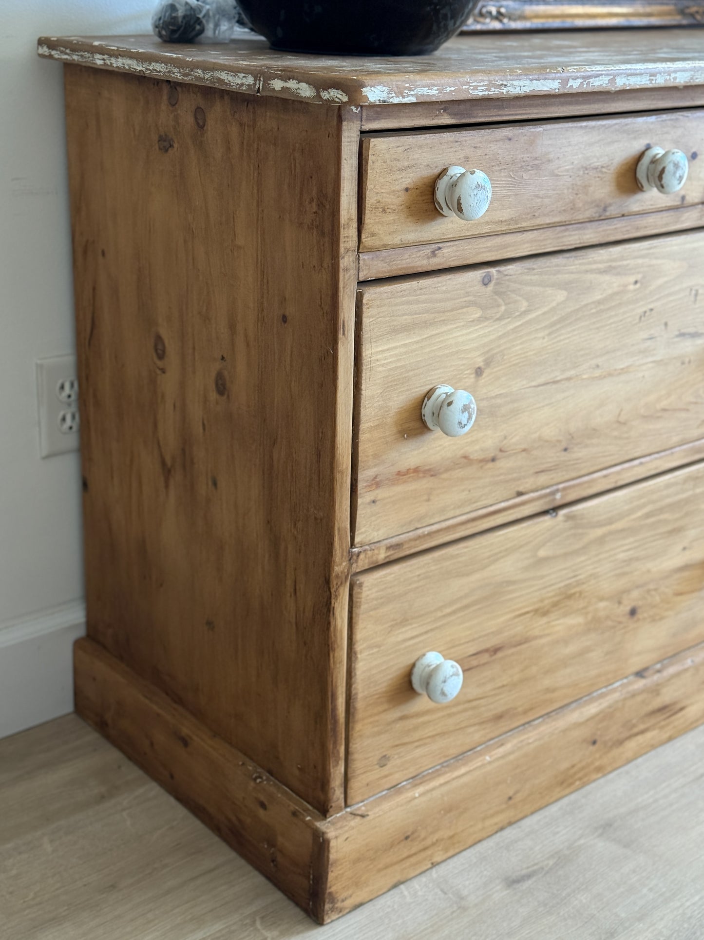 Antique English Pine Bank of Seven Drawers/Sideboard