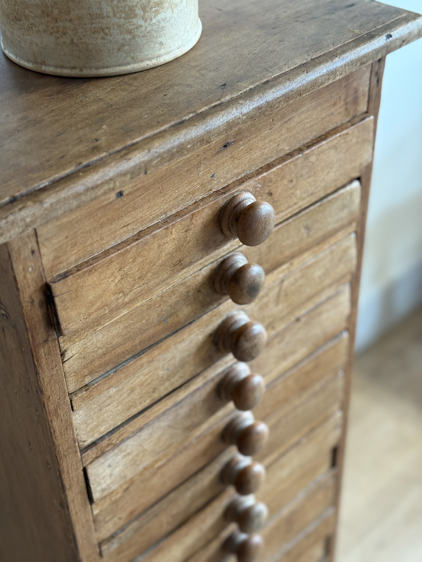 Antique English Bank of Drawers