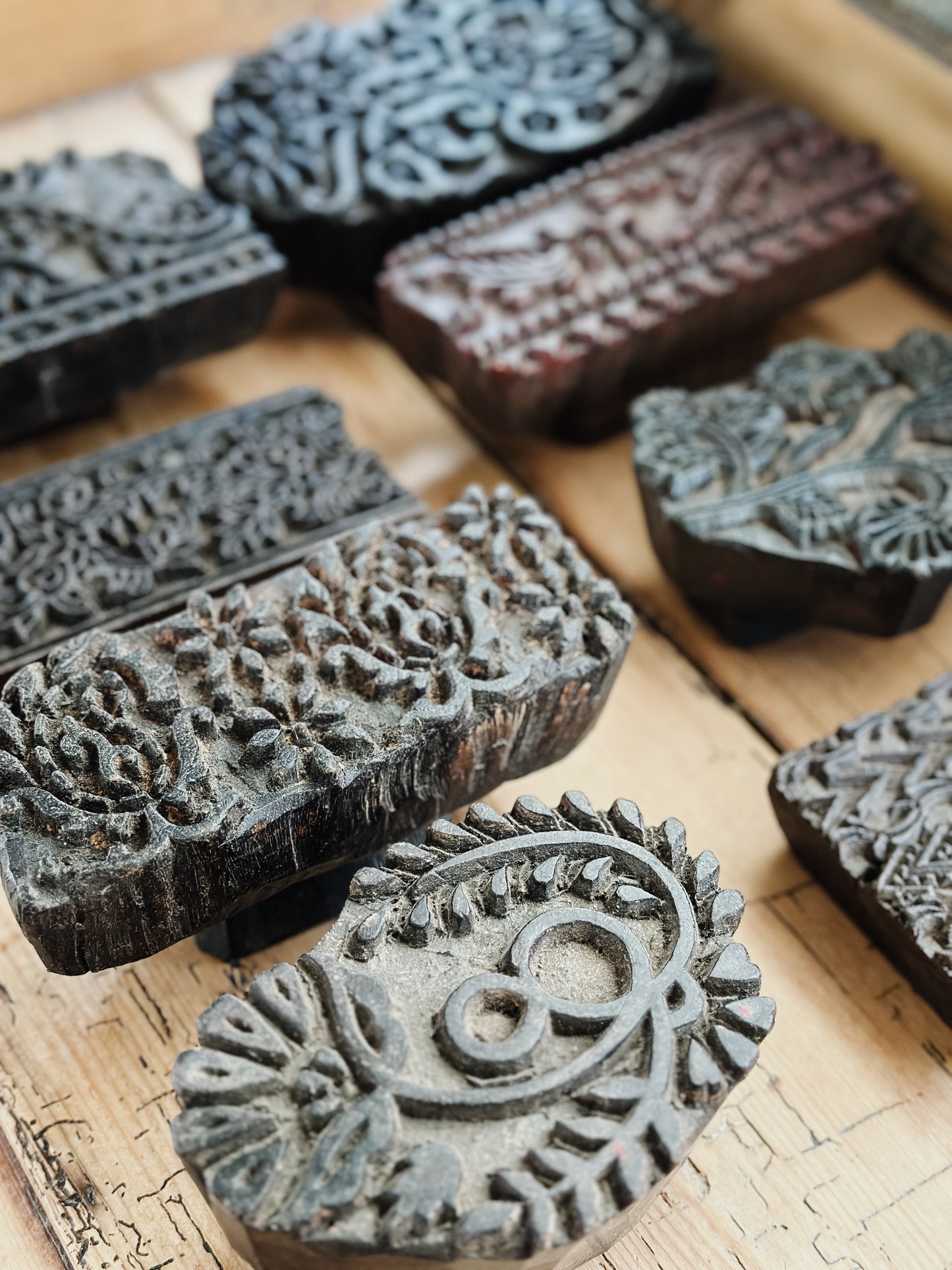 Vintage textile block stamps