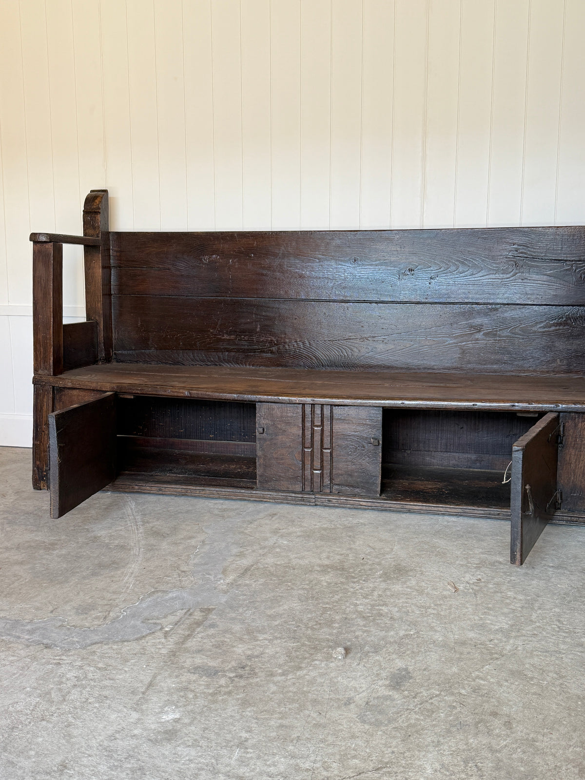 18th Century Spanish Settle Bench with Storage