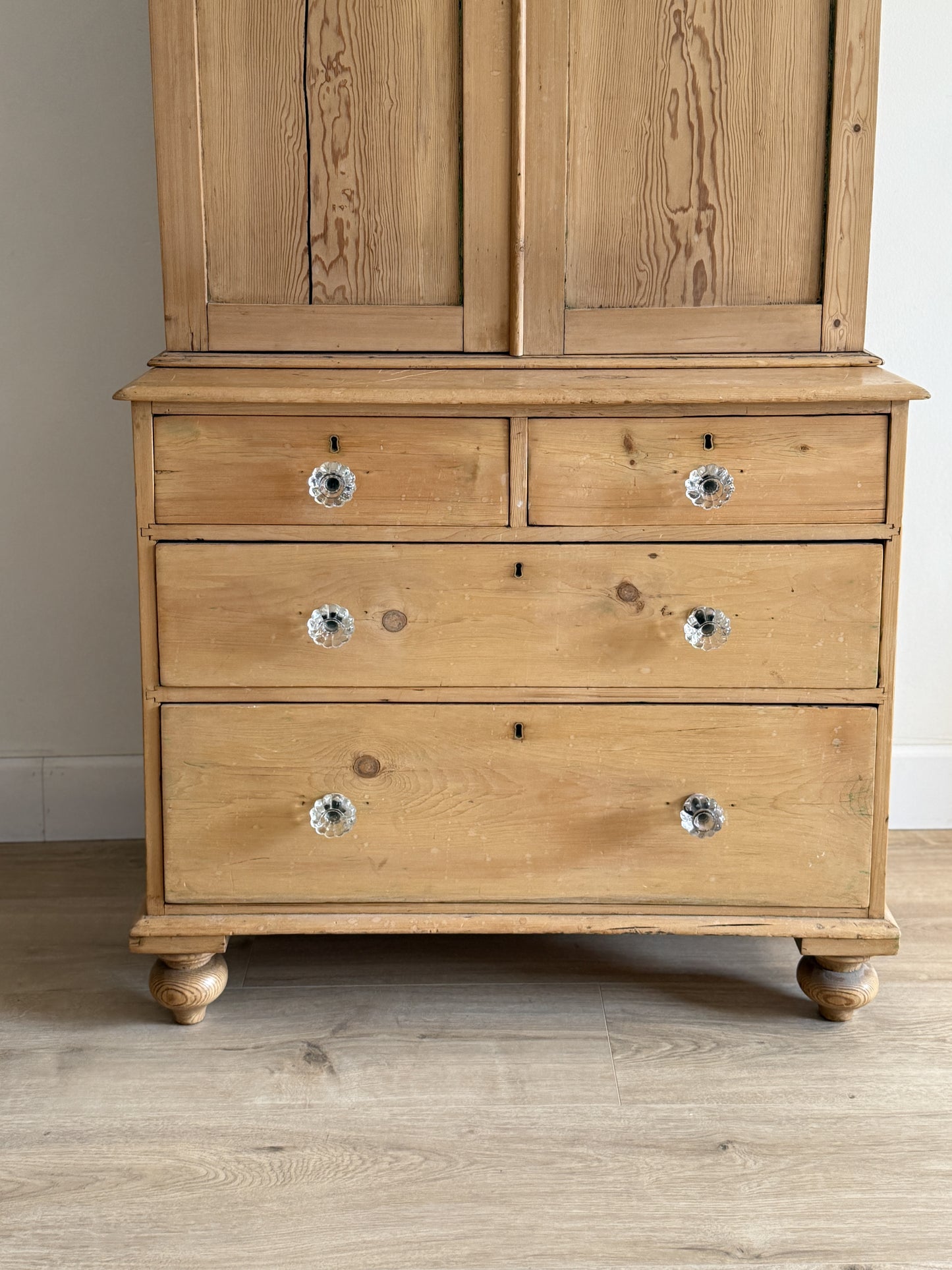 Antique English Pine Linen Press