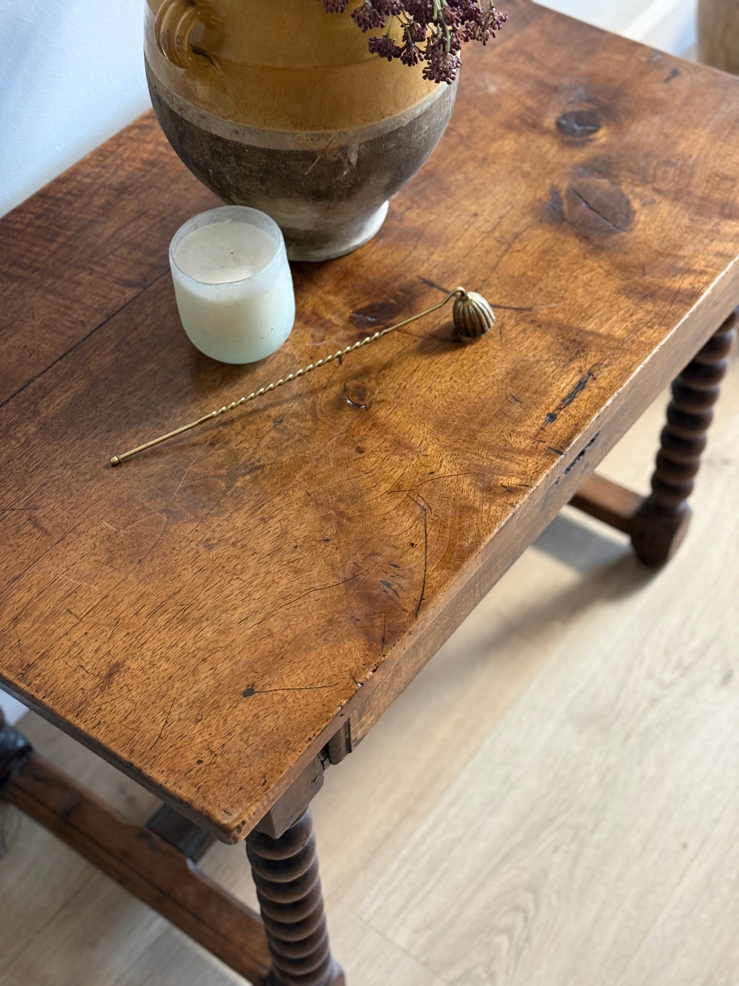 18th c. French Walnut Bobbin Table