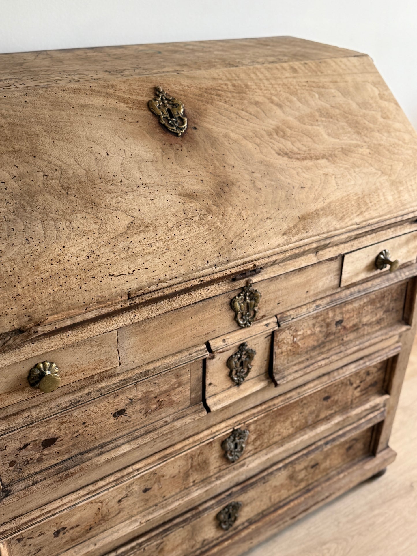 19th Century French Bleached Walnut Secretary Desk, Louis 13th style
