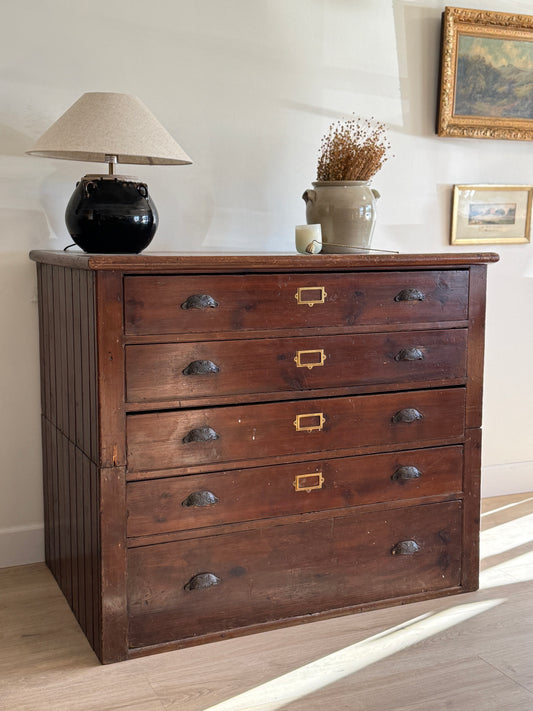 Large Antique English Filing Chest of Drawers/Dresser