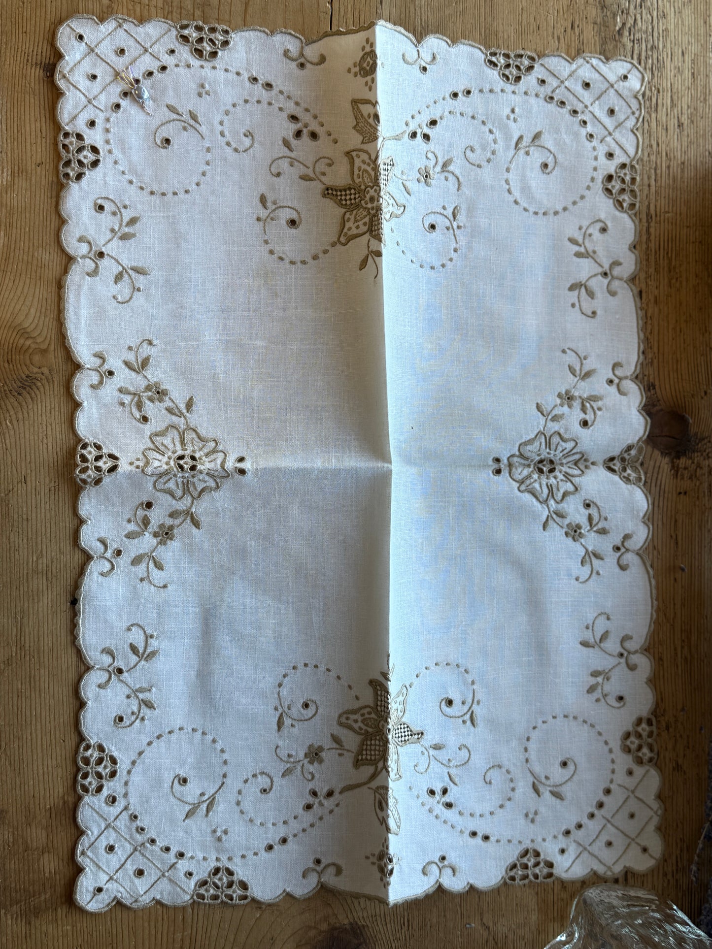 Antique Irish Linen, Hand Embroidered with Original Seal (1920's)