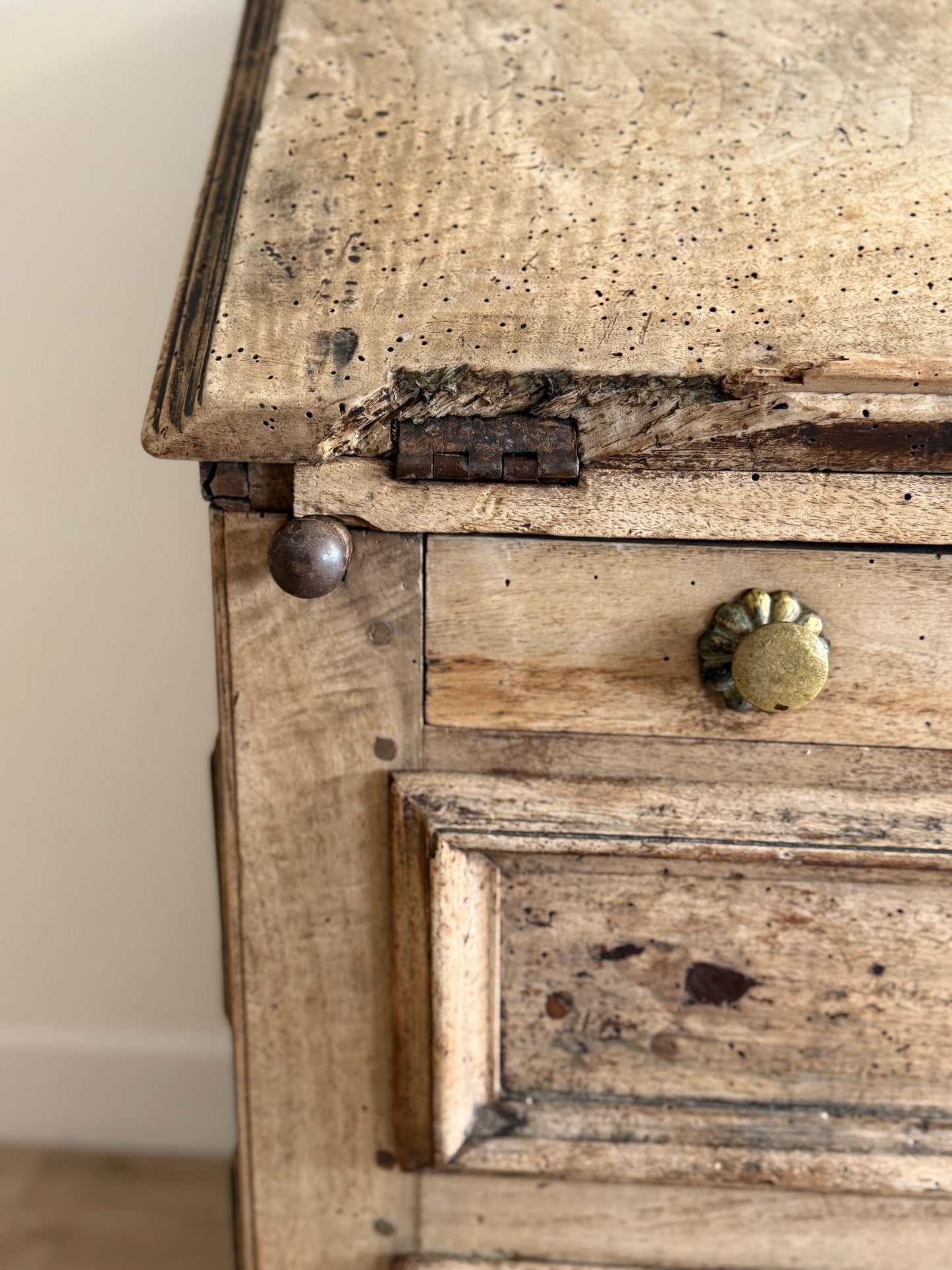19th Century French Bleached Walnut Secretary Desk, Louis 13th style