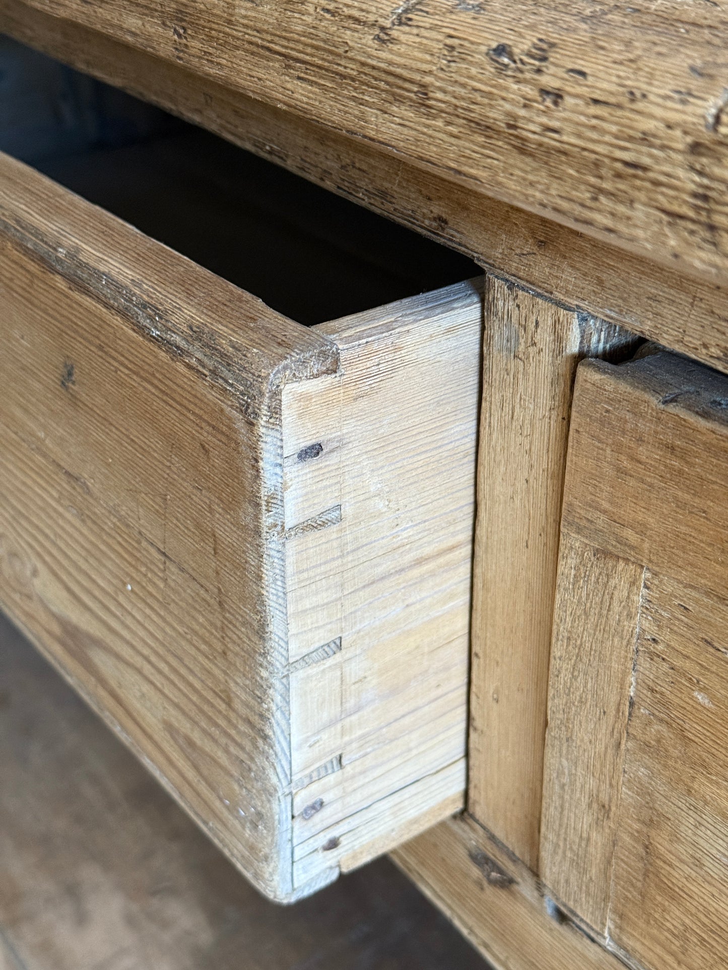 Large Antique English Pine Stepback Hutch