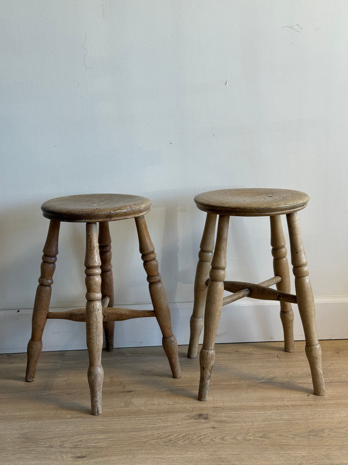 Pair of Antique English Pine Stools