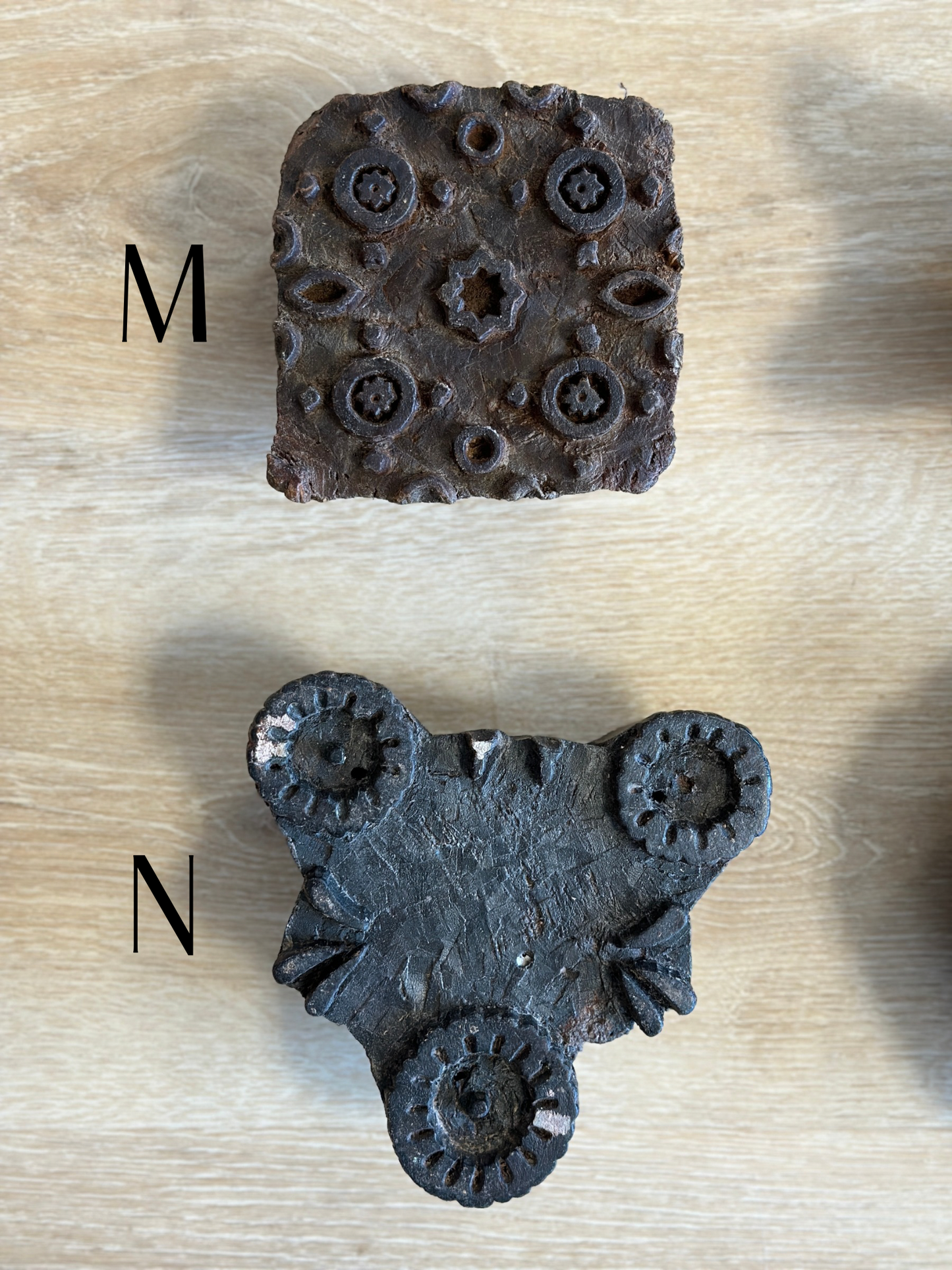 Vintage textile block stamps