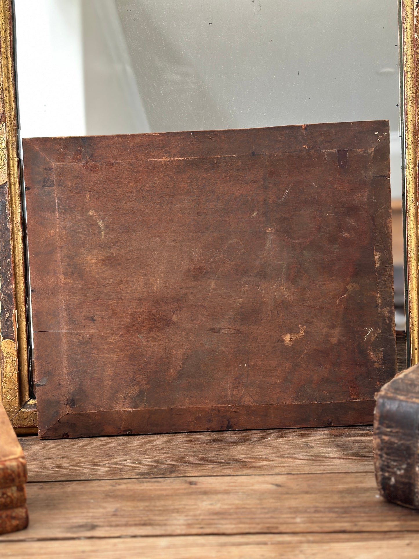 Antique 19th c. Dutch Oil Painting, Winter Village Scene