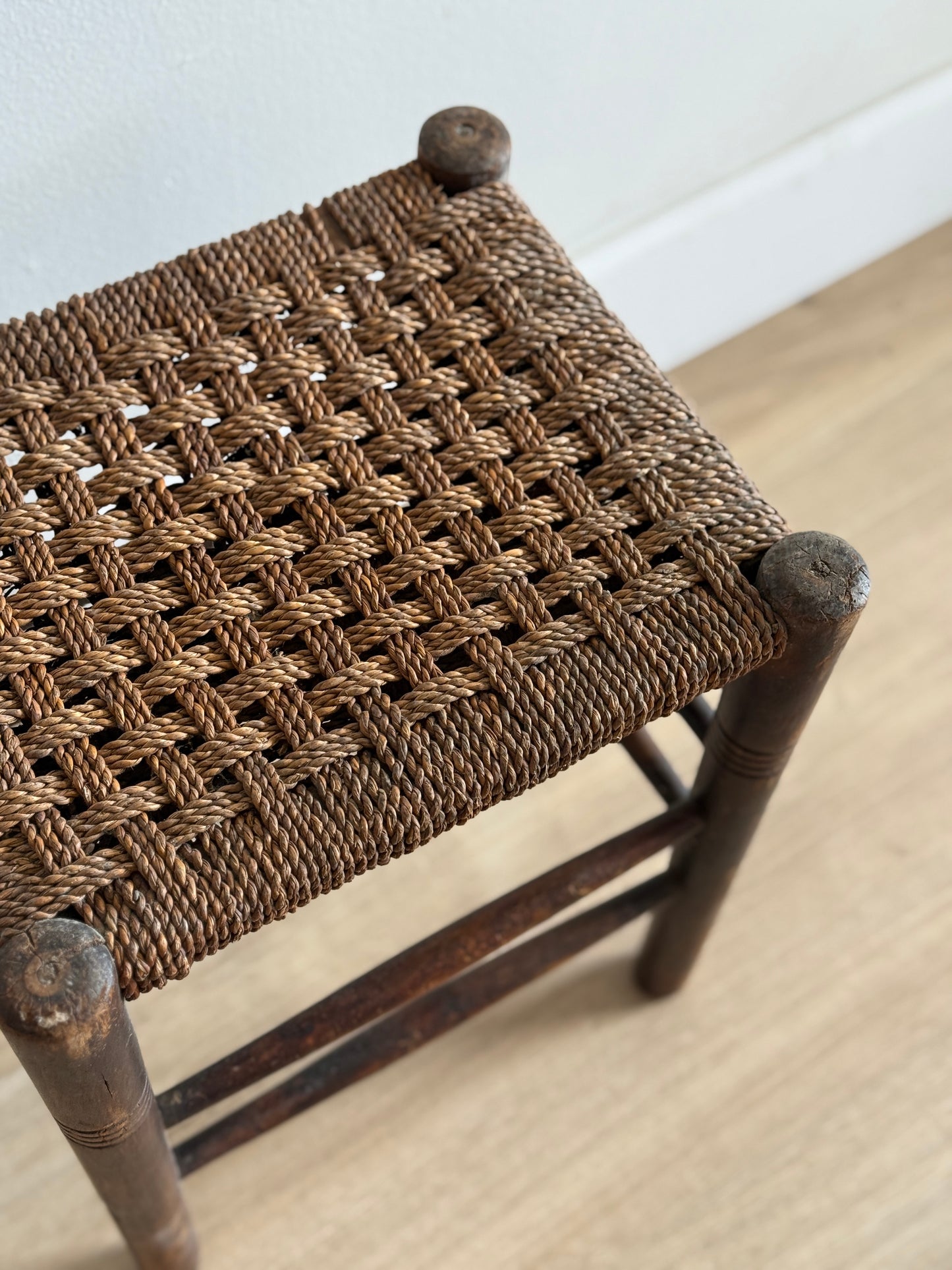 Antique English Rush Stool