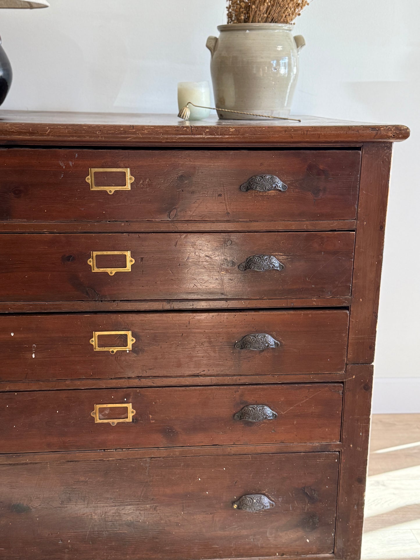 Large Antique English Filing Chest of Drawers/Dresser
