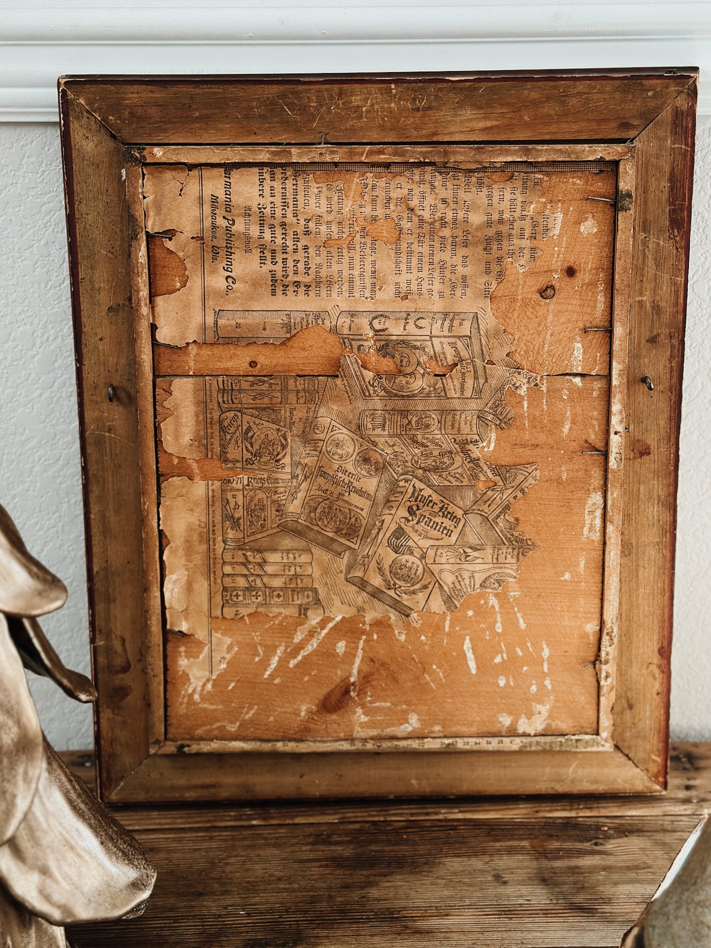 Antique German Christmas Framed Embroidery