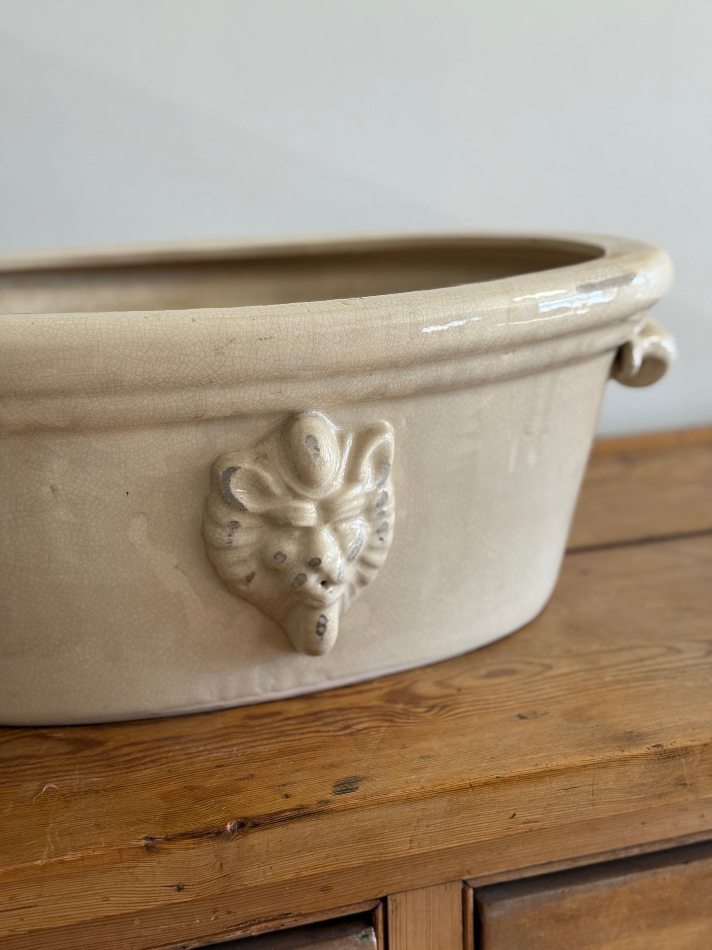Large Antique English Lion Head Planter