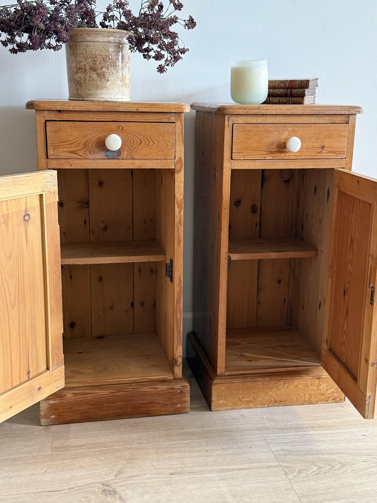 Pair of Antique English Pine Nightstands