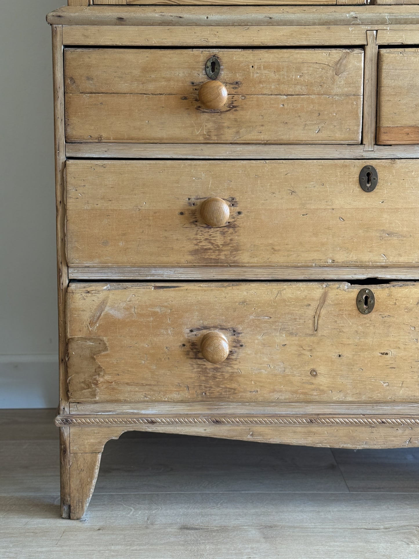 Antique English Pine Linen Press