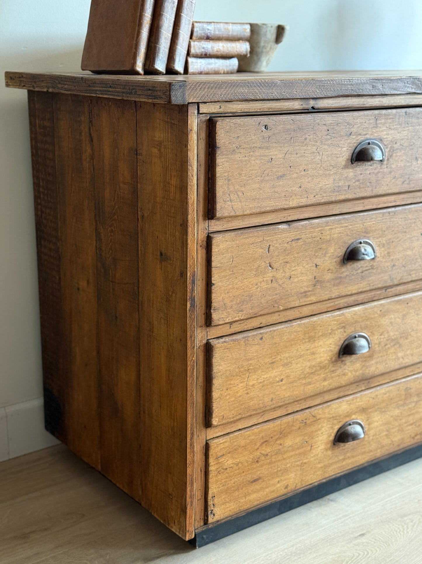 Antique English Bank of School Drawers/Sideboard