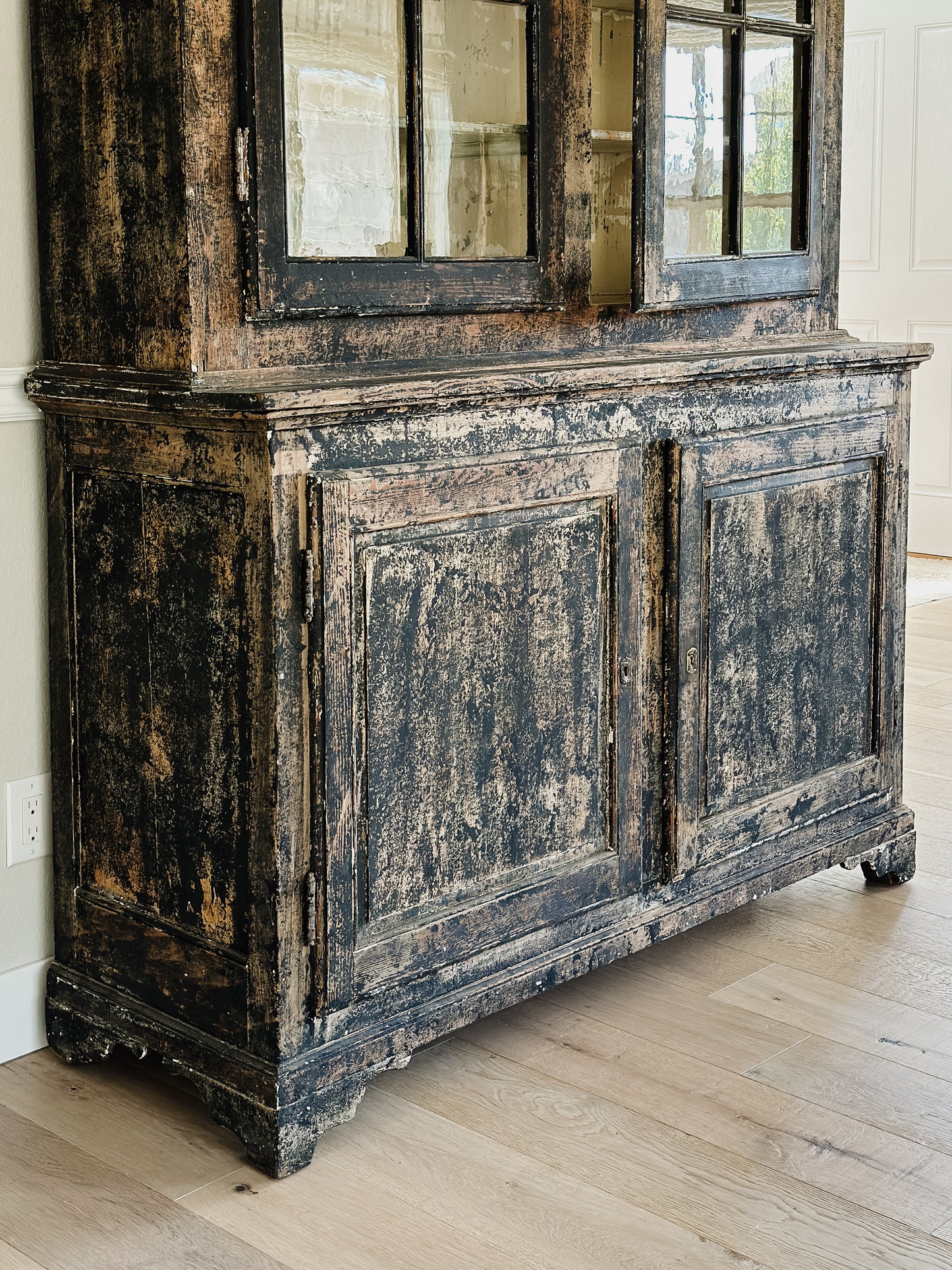 Antique Black Painted French Hutch