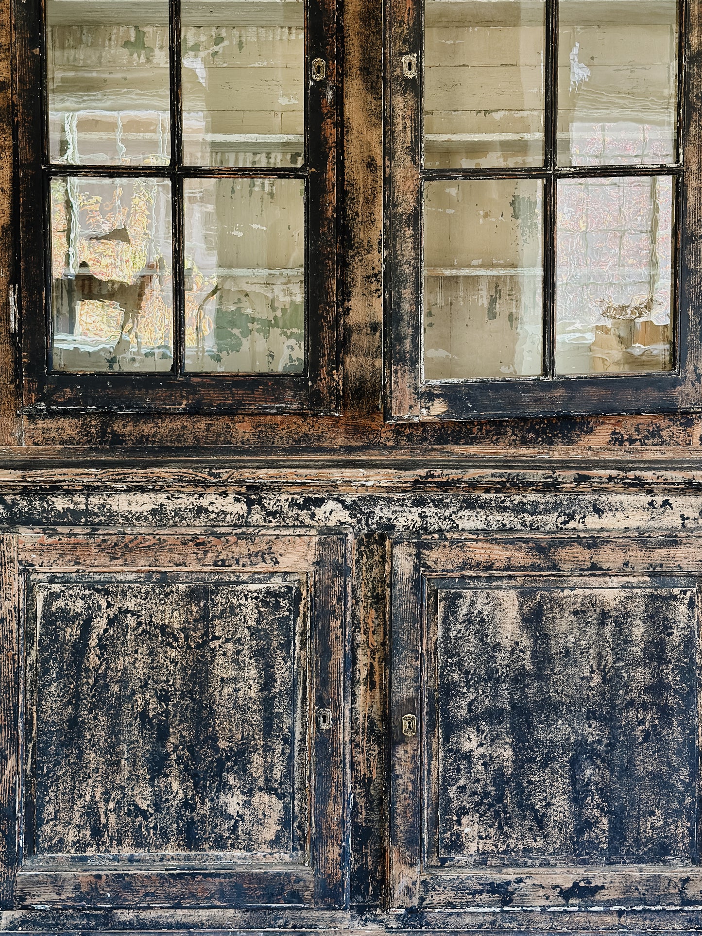 Antique Black Painted French Hutch