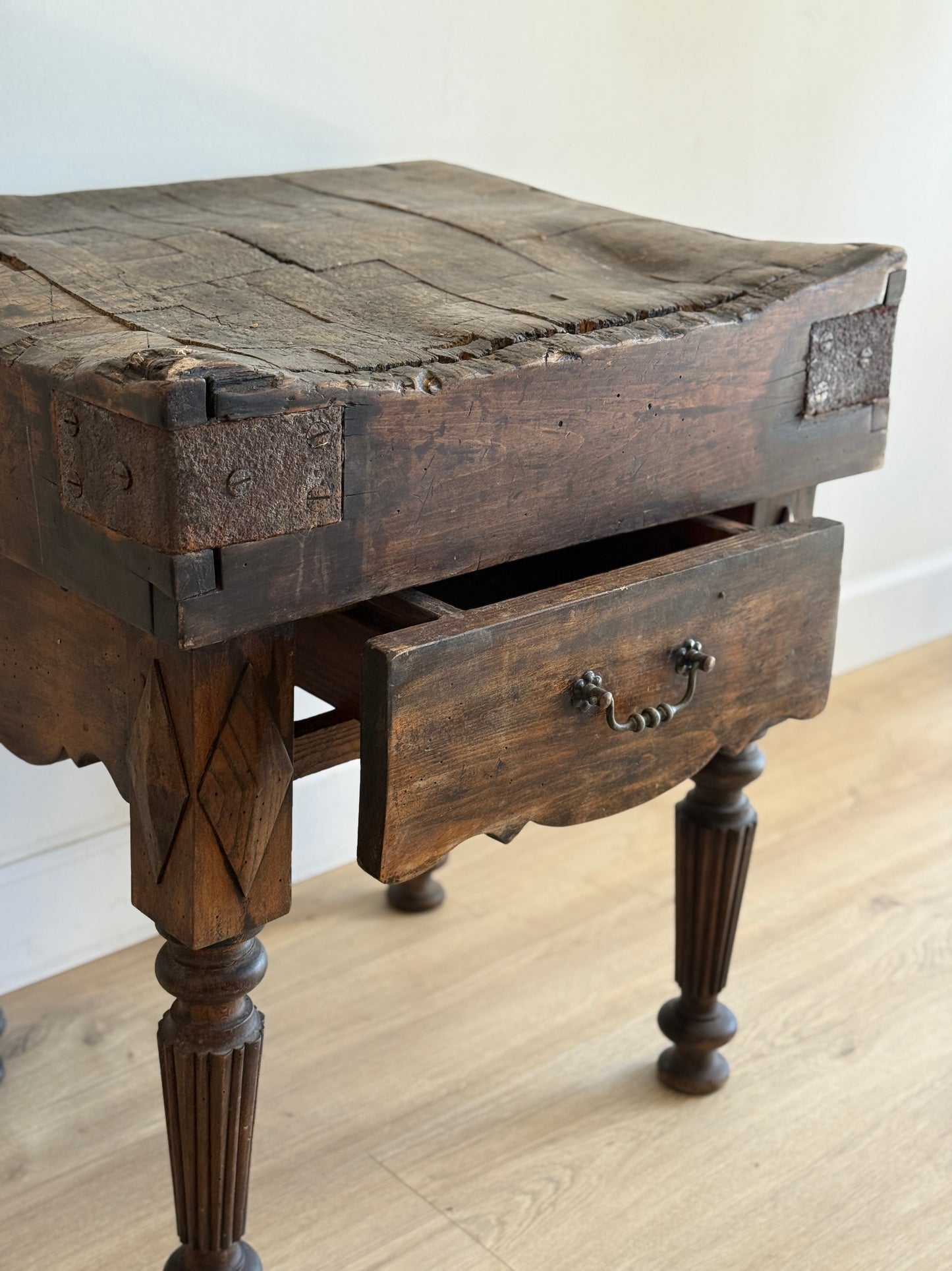 19th c. French Butcher Block Table