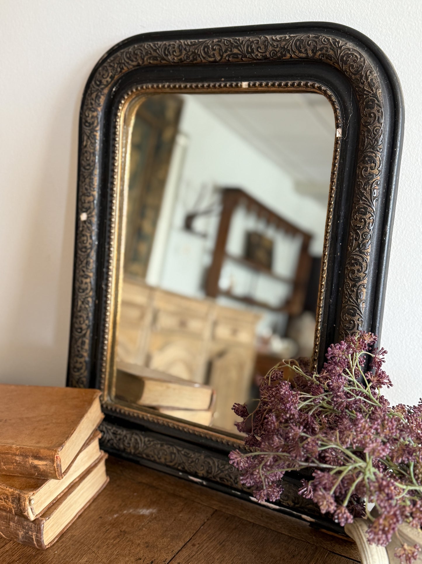 Antique Black & Gold Louis Philippe Mirror