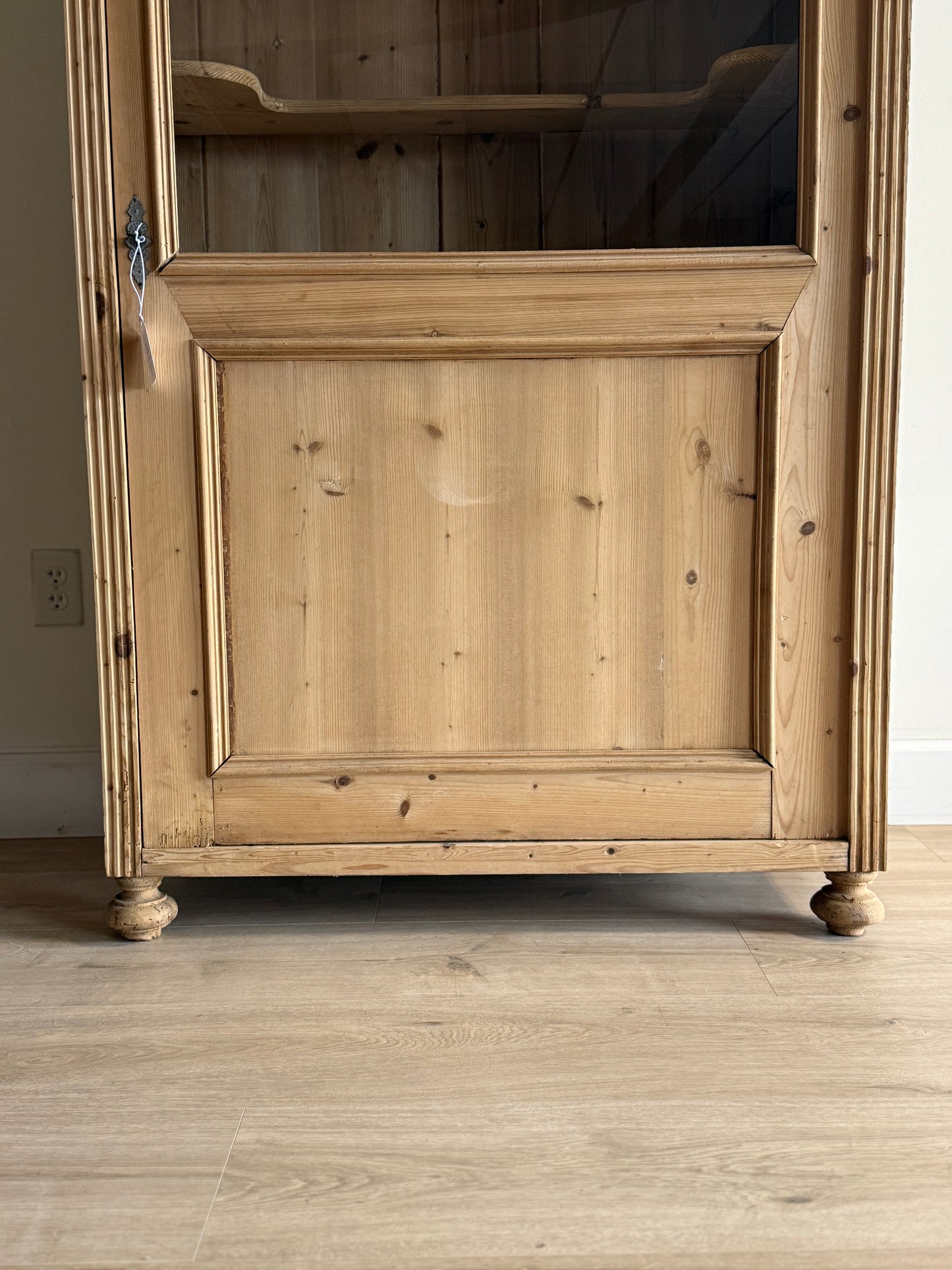 Antique English Glass & Pine Hutch