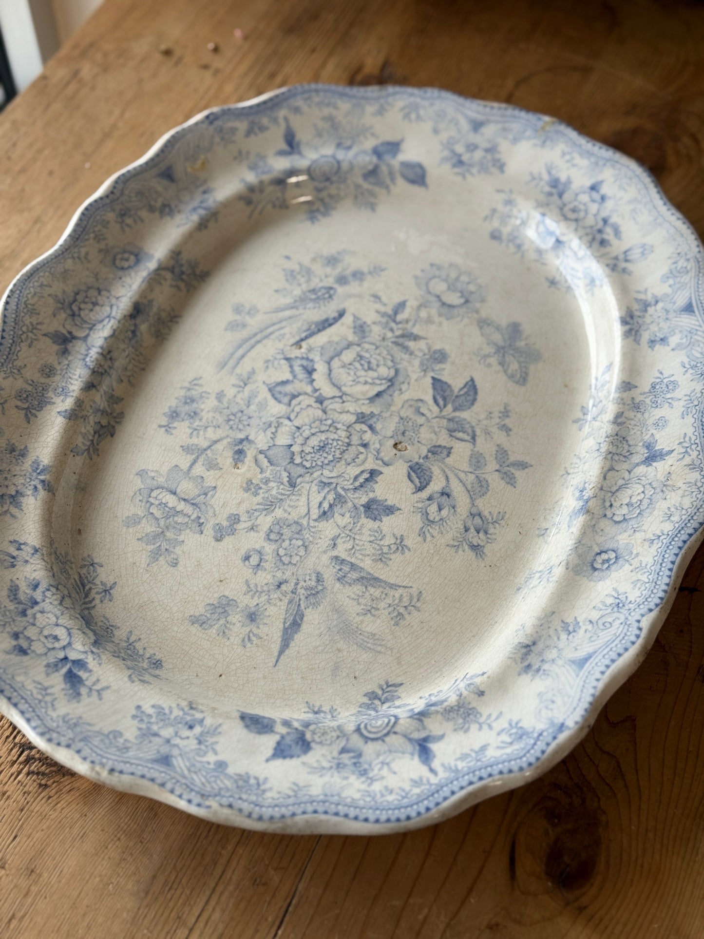 XL Antique Asiatic Peasant Ironstone Serving Platters
