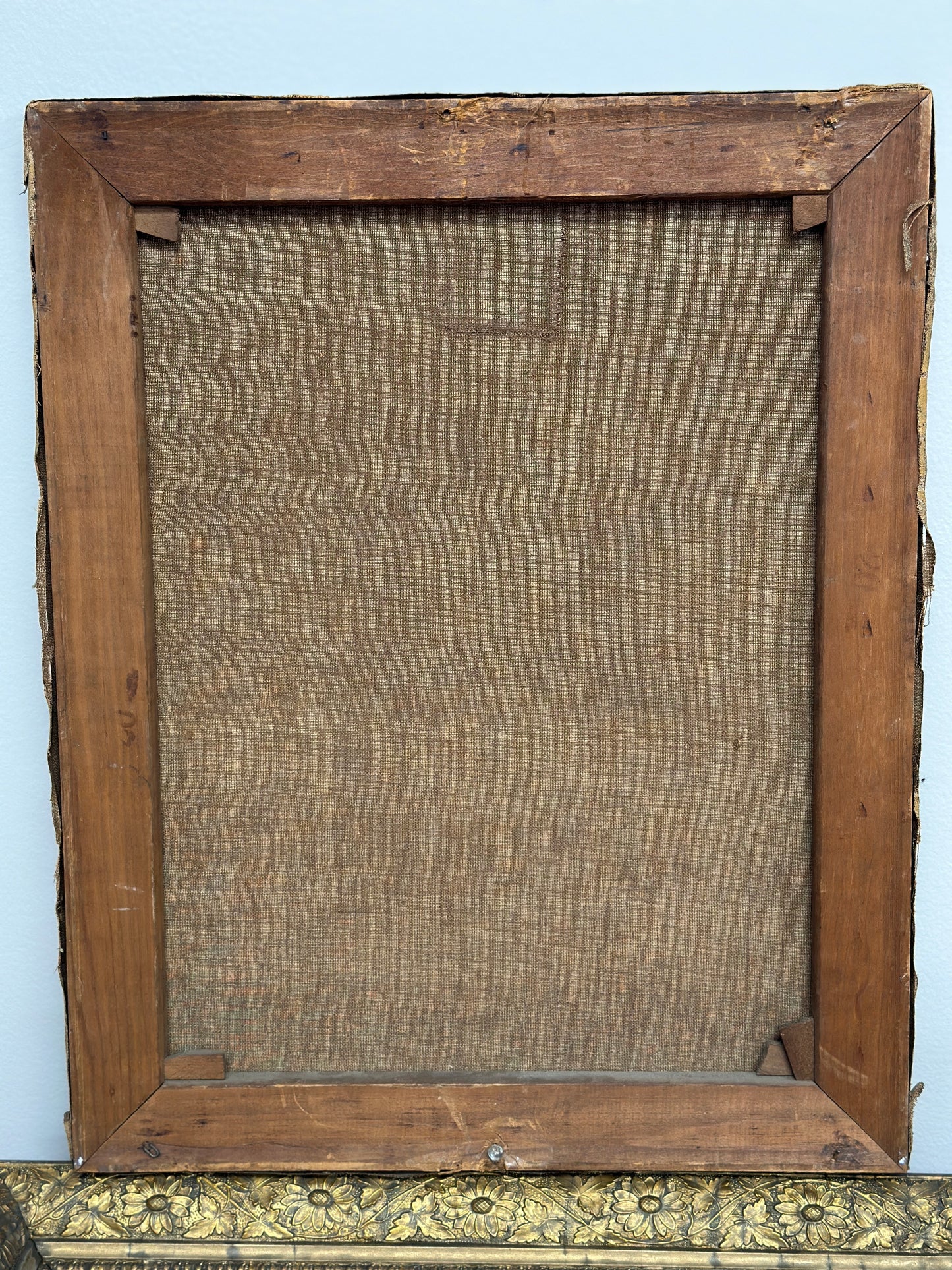 Original Antique Oil Painting on Canvas, Primitive Portrait by Nore