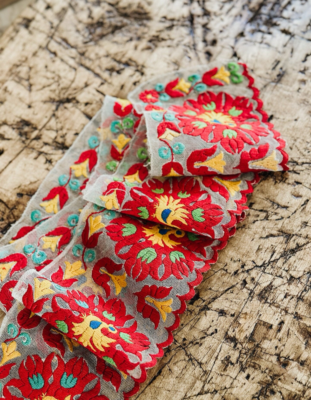 Antique hungarian lace table runner