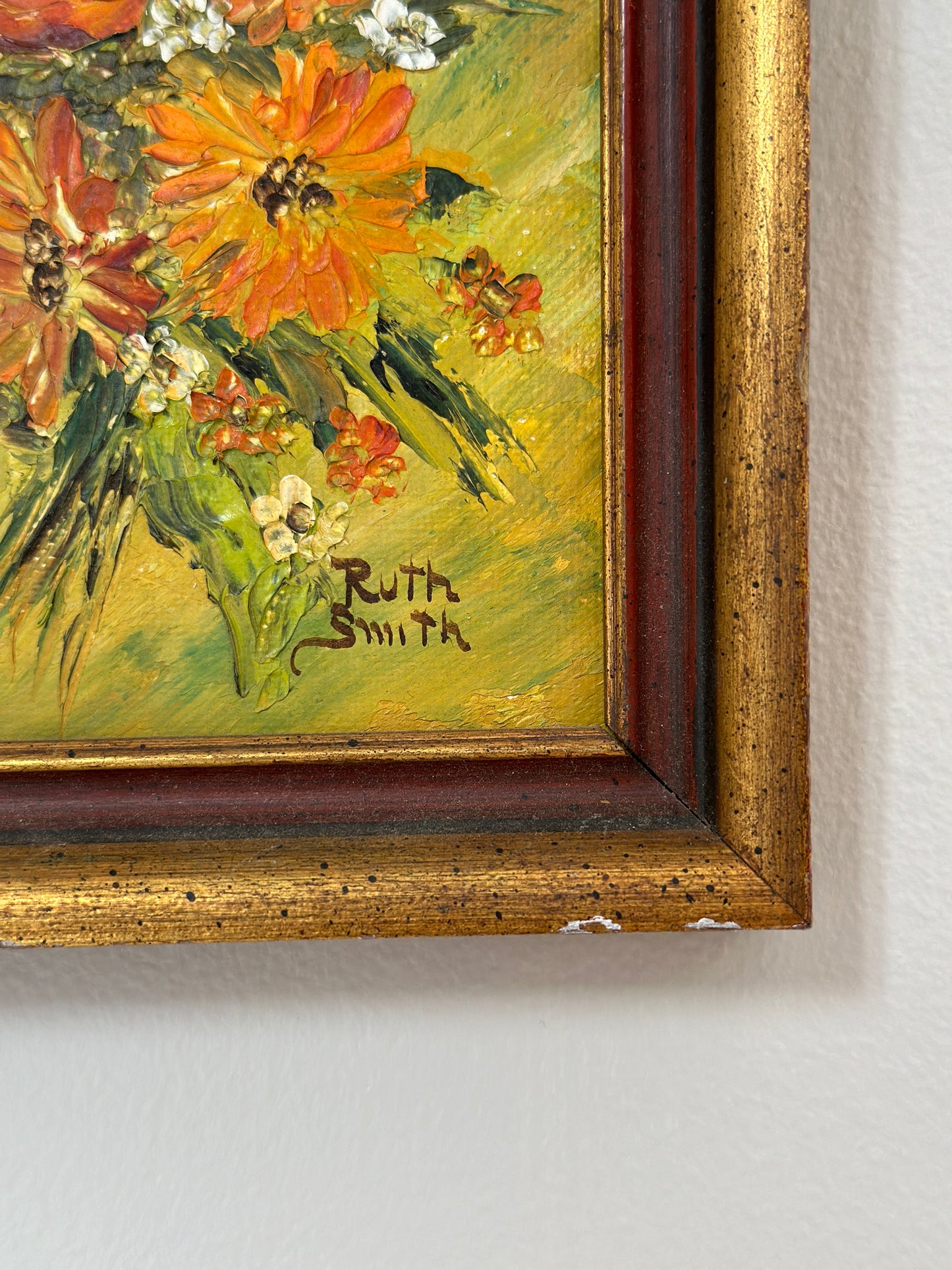 Original Vintage Oil Painting, Floral Bouquet