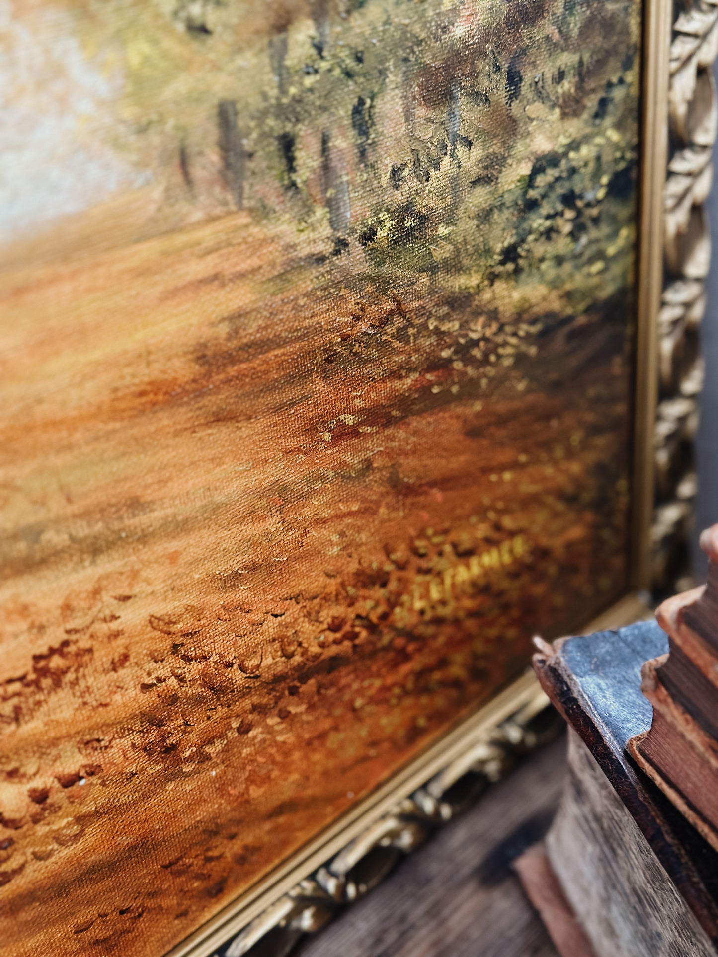 Vintage oil painting, autumn landscape