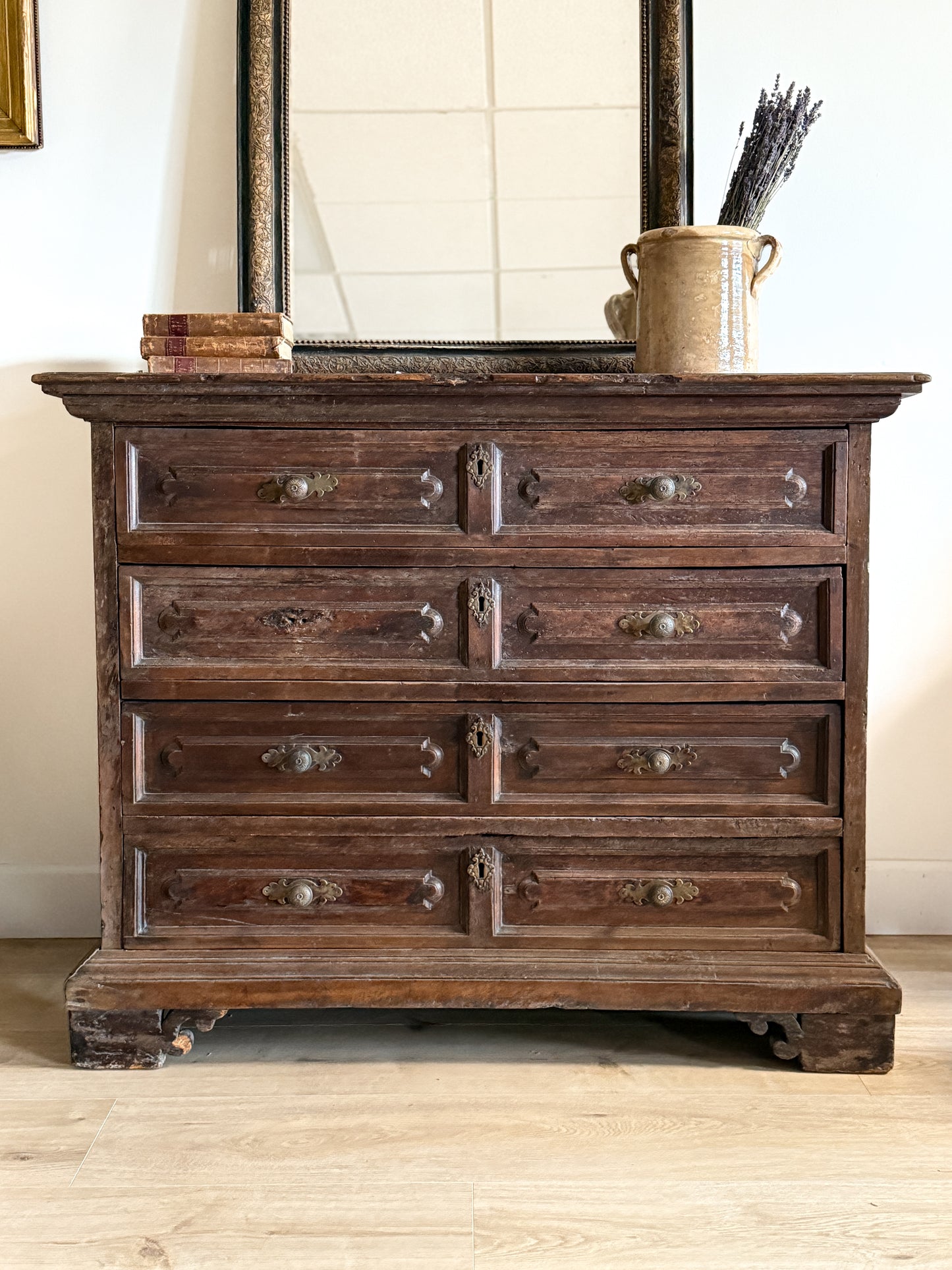 Large Early 18th Century Northern Italian Walnut Chest of Drawers