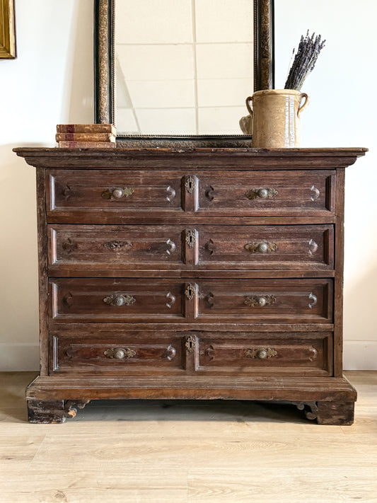 Large Early 18th Century Northern Italian Walnut Chest of Drawers