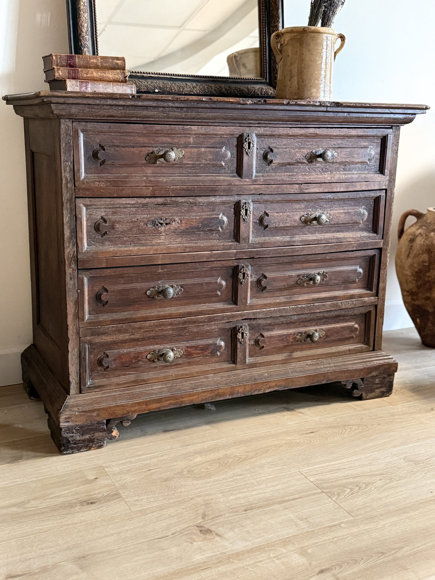 Large Early 18th Century Northern Italian Walnut Chest of Drawers