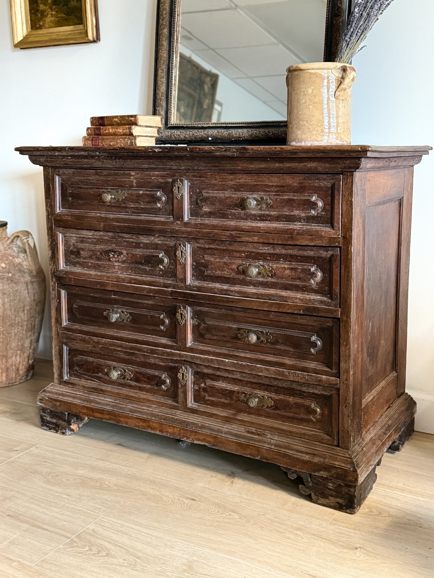 Large Early 18th Century Northern Italian Walnut Chest of Drawers