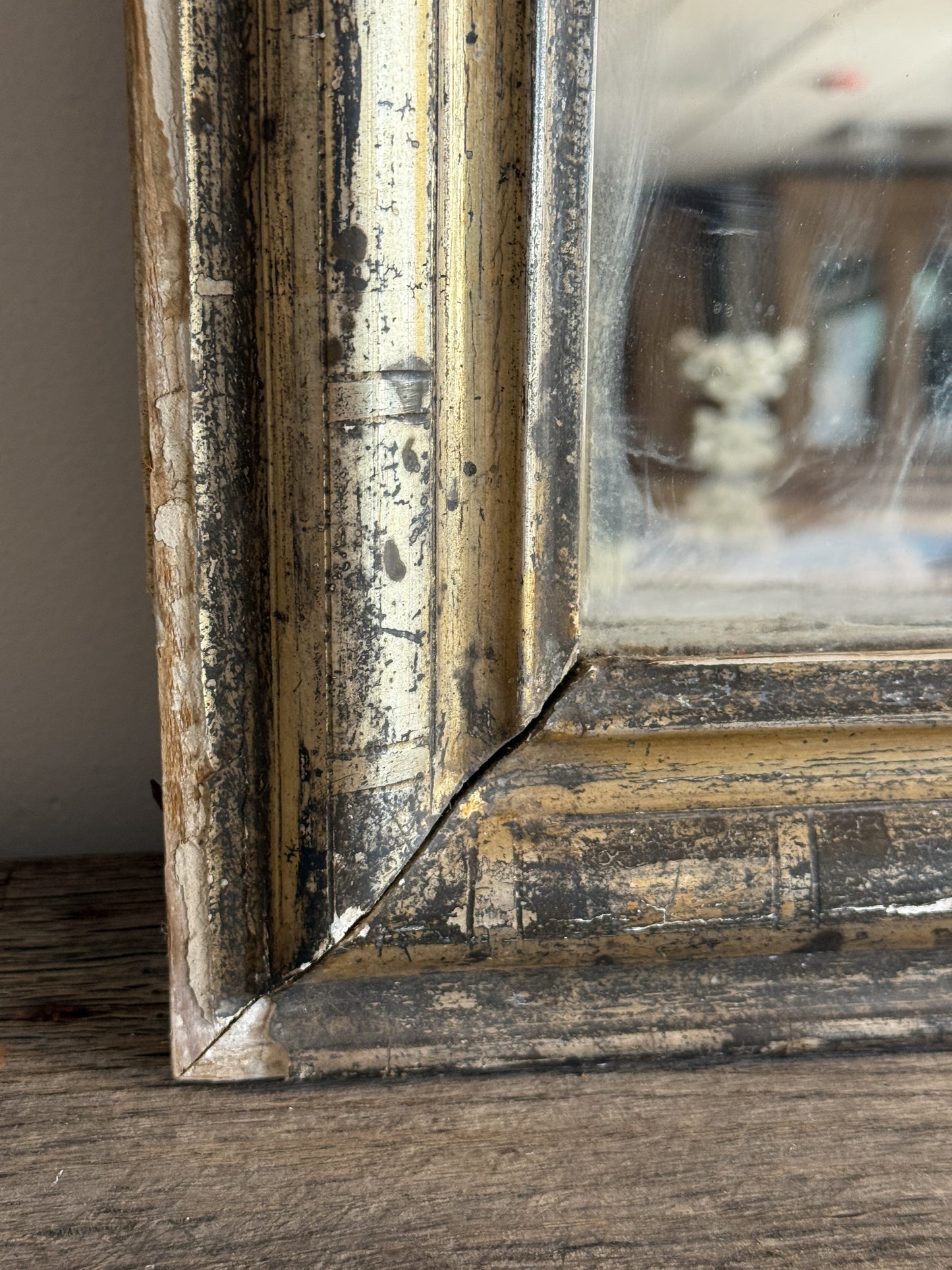 Antique Silver & Gold Louis Philippe Mirror