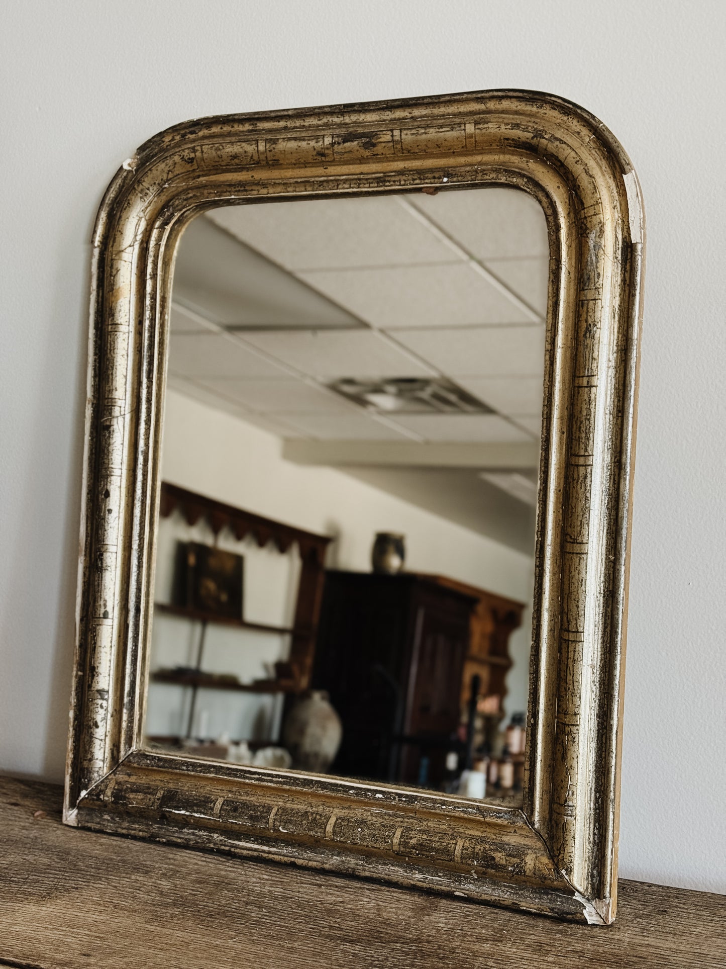 Antique Silver & Gold Louis Philippe Mirror