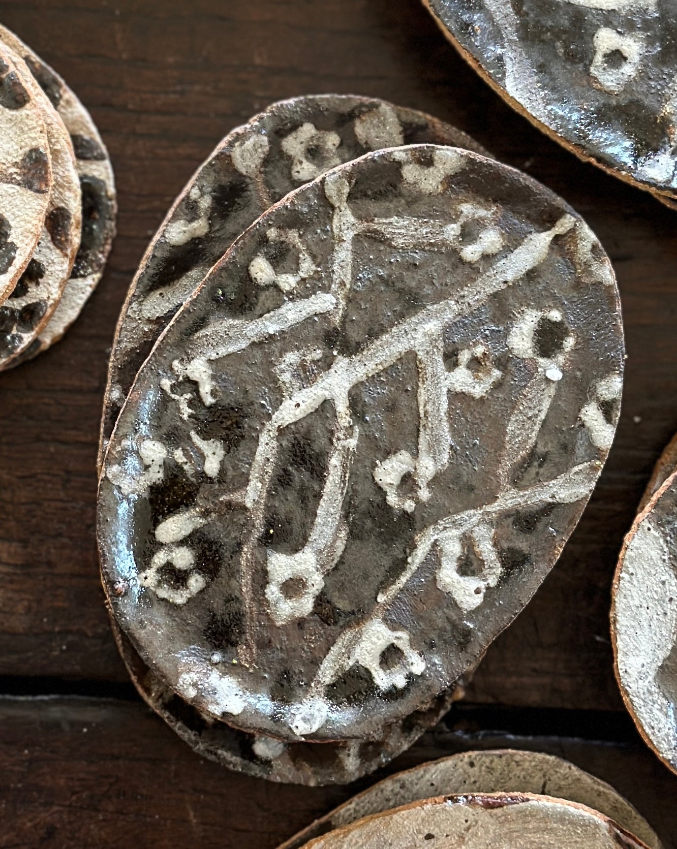Handmade Painted French Stoneware Trays